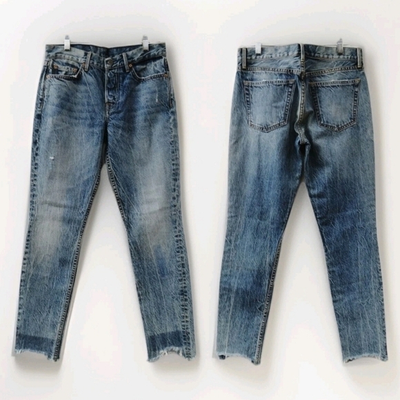 GRLFRND Womens Size 27 Yasmin Joan Button Fly Acid Wash Raw Hem Jeans - Picture 1 of 15